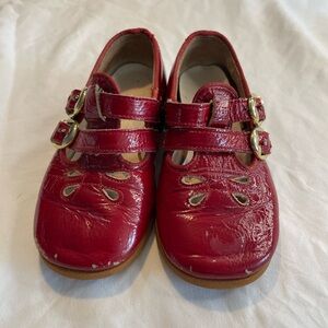 Vintage Red Kids Shoes with Buckle Straps